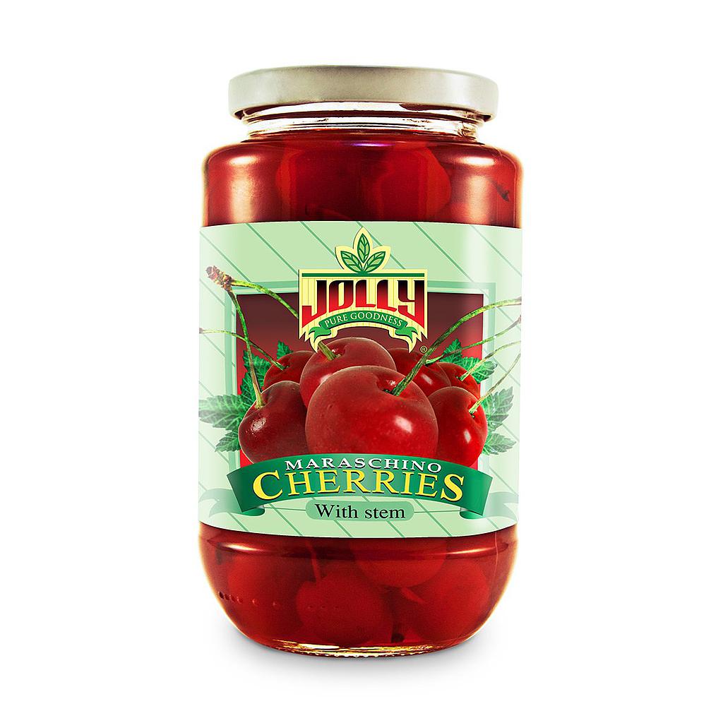 Jolly Maraschino Cherries with Stem 72oz. (2.04Kg.) x 6 Jars