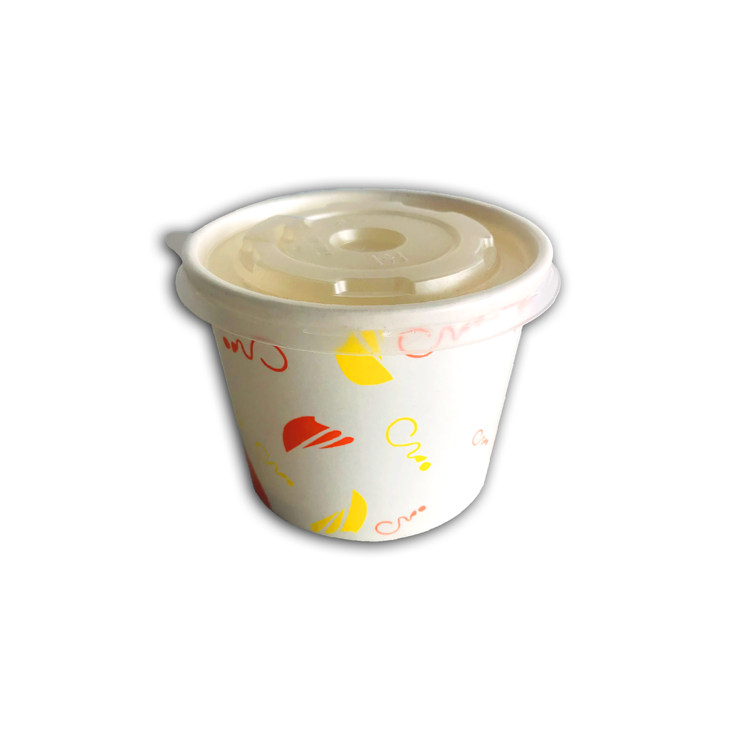 Paper Bowl w/ Plastic Lid 390cc (Printed) | 50 Pieces